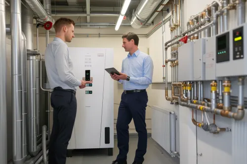 Schéma explicatif montrant comment ajuster précisément la puissance d’une pompe à chaleur au système de chauffage existant d’une maison