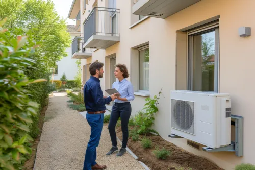Vue d’une maison équipée d’une pompe à chaleur installée à un emplacement stratégique pour optimiser rendement, confort et discrétion sonore