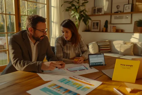 Schéma explicatif décrivant les étapes clés pour comprendre la prime énergie, son calcul, ses conditions et son versement