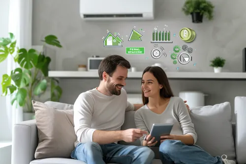 Schéma explicatif clair présentant le fonctionnement, les conditions d’éligibilité et les montants possibles de la Prime énergie en France