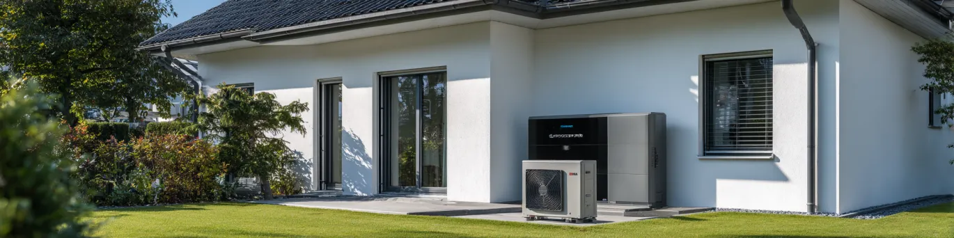 Schéma explicatif d’une pompe à chaleur air-eau pour le chauffage domestique, montrant les principaux composants et le circuit thermique